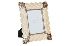 DKD Home Decor Marco de Fotos 13x18 Resina y Cristal Blanco y Cobrizo