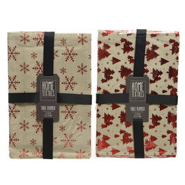 Decoris Camino de mesa con motivos navideños en rojo, modelos variados, 32 x 150 cm