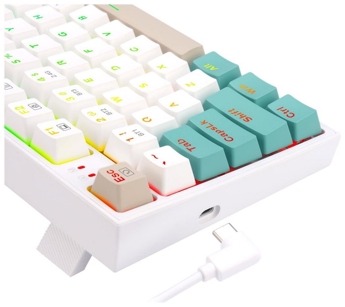 Redragon K643WGC-RGB-PRO Teclado Mecánico Inalámbrico con Interruptores Red y RGB Blanco