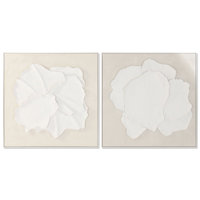 DKD Home Decor Cuadro Lienzo Abstracto Pack de 2 (Blanco y Beige) 102,5x102,5 cm DKD Home Decor Cuadro Lienzo Abstracto Pack de 2 (Blanco y Beige) 102,5x102,5 cm