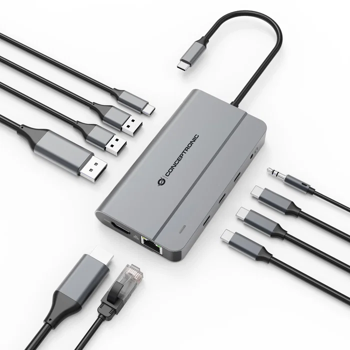 Conceptronic DONN34G Docking Station 10 en 1 USB-C Gris Conceptronic DONN34G Docking Station 10 en 1 USB-C Gris