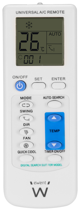 EWENT Mando a Distancia Universal para Aire Acondicionado EW1579 Blanco