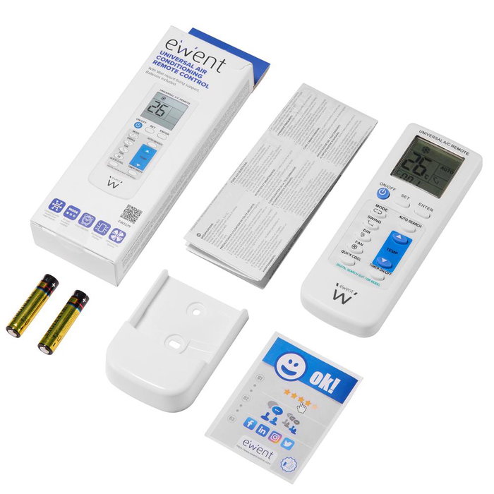 Ewent Mando a Distancia Universal para Aire Acondicionado EW1579 - Compatible con Daikin, Fujitsu, Mitsubishi, LG, Samsung, Panasonic, Hisense, Toshiba, Sanyo