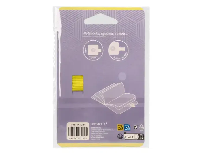 Antartik Portabolígrafo Autoadhesivo para Cuaderno con Elástico, Hasta 15 mm Grosor, Morado y Amarillo Antartik Portabolígrafo Autoadhesivo para Cuaderno con Elástico, Hasta 15 mm Grosor, Morado y Amarillo