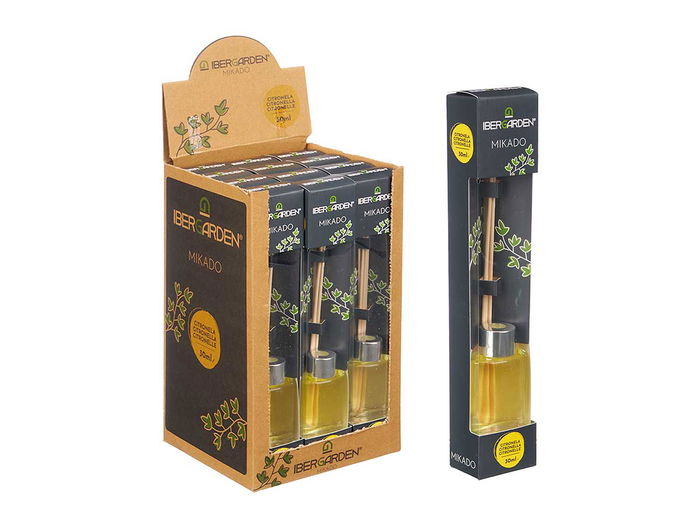 Ibergarden Mikado 30ml Aroma Citronela Varillas 20cm Dimensiones 10x20x2.9cm (Set de 24)