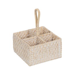 Soporte Cubiertos Blanco Fibra Natural 19 X 19 X 27 cm (Set de 2)
