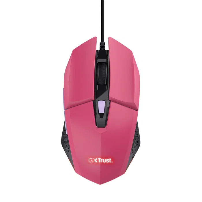 Trust GXT 109 Felox Ratón Gaming Ambidiestro con Cable USB, 6400 DPI Ajustable, 6 Botones, Iluminación LED RGB, Color Rosa - Para PC