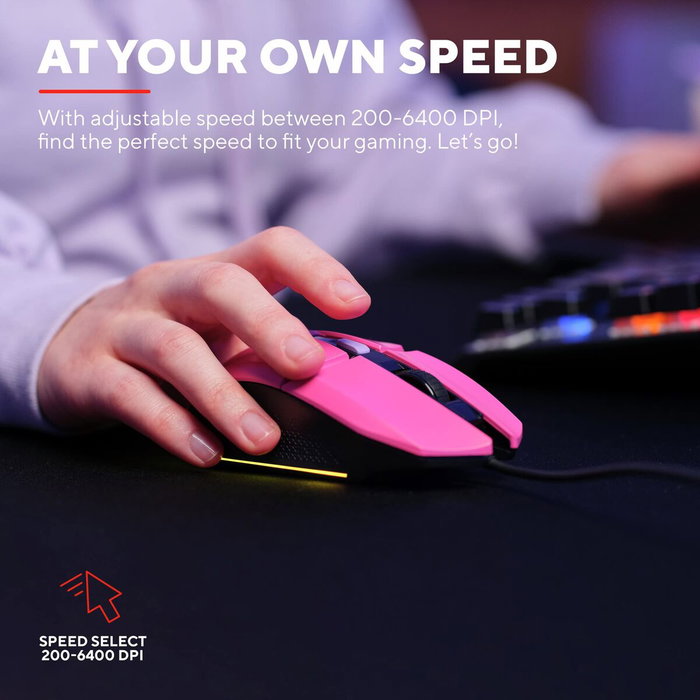 Trust GXT 109 Felox Ratón Gaming Rosa