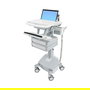 Ergotron StyleView Carro Portátil Multimedia para Laptop hasta 17.3 Pulgadas con 2 Cajones y Sistema de Alimentación 40Ah - 10 kg Capacidad, Elevación 51 cm, Gris/Blanco
