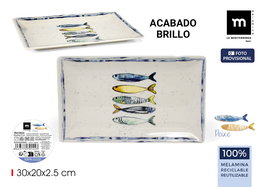 Inde Bandeja Melamina Brillo Peixe 30 x 20 x 2.5 cm La Mediterrane (12 Unidades)