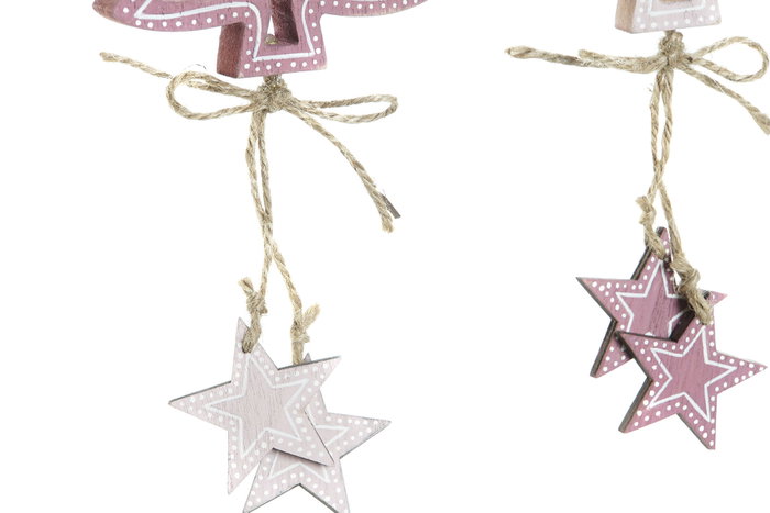DKD Home Decor Decoración Colgante de Madera Surtida en Rosa y Rosa Palo