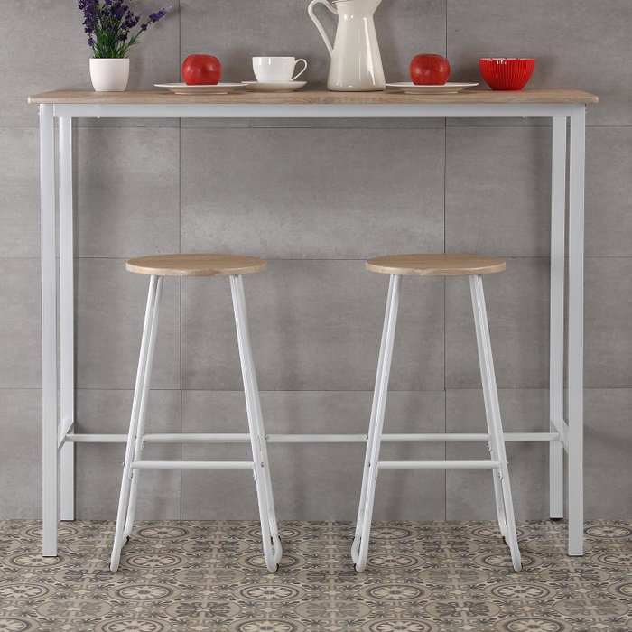 Conjunto de Mesa con 2 Sillas Versa Blanco PVC Metal Madera MDF 40 x 120 x 100 cm