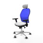 PIQUERAS Y CRESPO Silla de oficina Jorquera, mecanismo Sincro, Tela Blanca y Malla Azul
