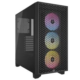 Corsair 3000D RGB Airflow Torre Media para PC Gaming ATX, Negro, con Panel Lateral Templado, 3 Ventiladores, Ref: CC-9011255-WW