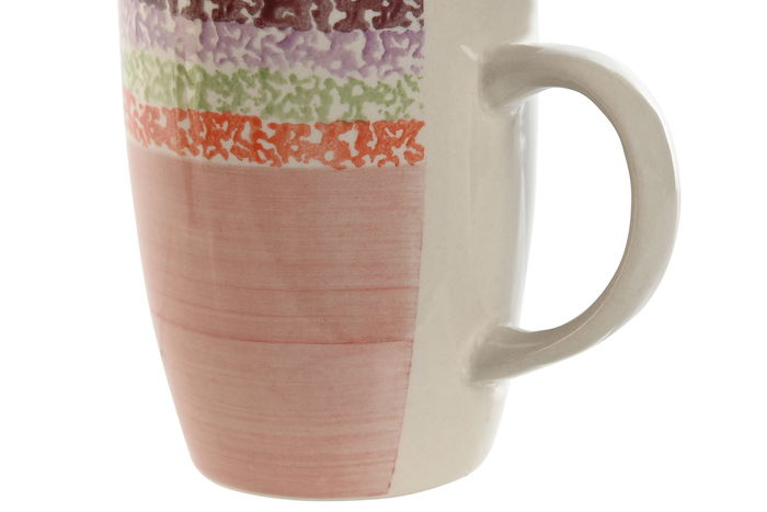 DKD Home Decor Taza Básicos Rosa Gres 330ml (6 Unidades)
