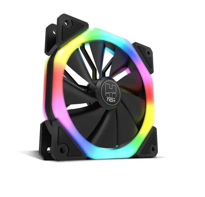 Nox Hummer S-Fan Ventilador para Caja PC 120mm ARGB Dual Ring LED Negro - 3 Pines, 1100 RPM, Silencioso con Pads Antivibración