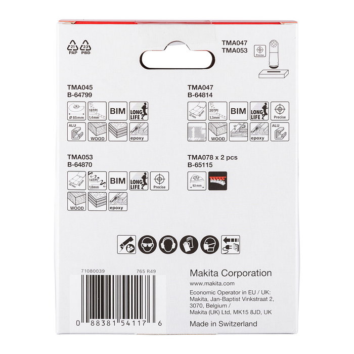 Makita Set de Carpintería de 5 Piezas B-67511 Makita Set de Carpintería de 5 Piezas B-67511