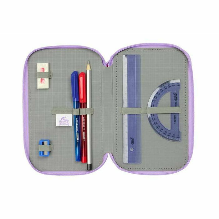 Plumier Triple Unicorn Academy Lila 12,5 x 19,5 x 5,5 cm 37 Piezas