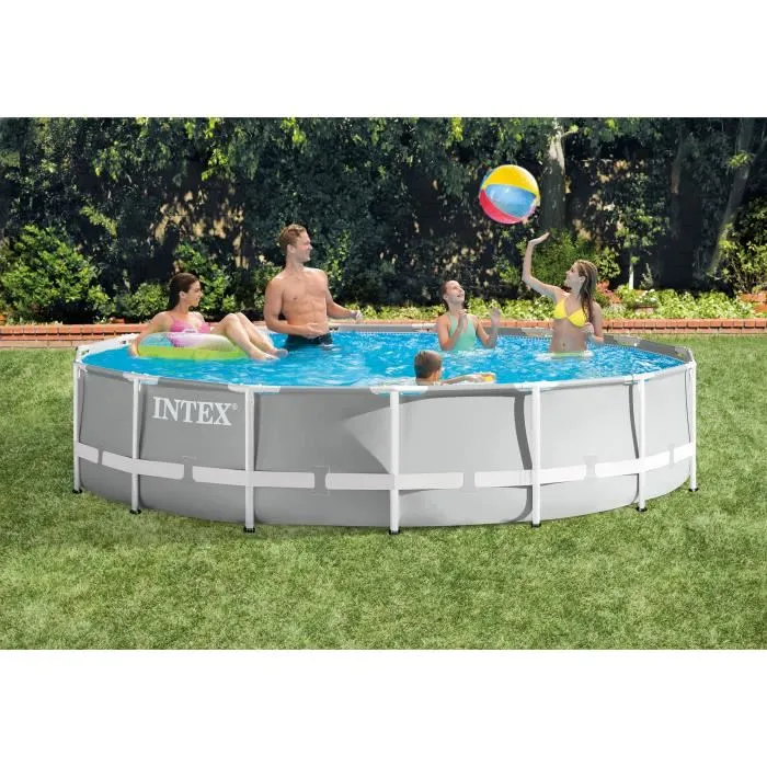 Intex Piscina Prism Frame Diámetro 457x107 cm con Bomba, Filtro y Escalera