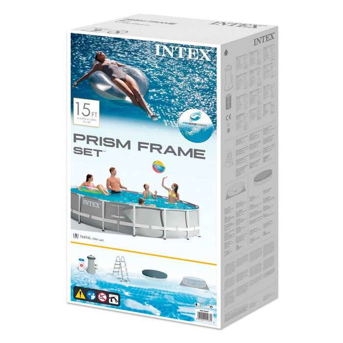 Intex Piscina Prism Frame Diámetro 457x107 cm con Bomba, Filtro y Escalera