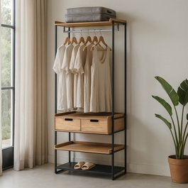 Ixia Mueble Vestidor Natural-Negro de Estilo Industrial