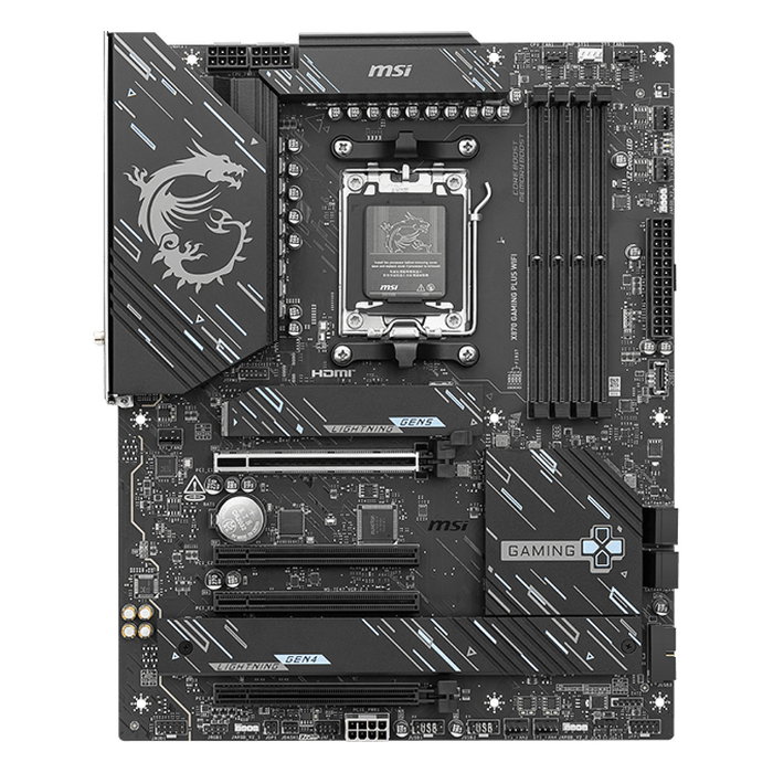 MSI PRO X870 Gaming Plus Wifi, Placa Base AMD Zócalo AM5 ATX DDR5, Compatible Ryzen 7000/8000/9000, Wi-Fi 7, Bluetooth 5.4
