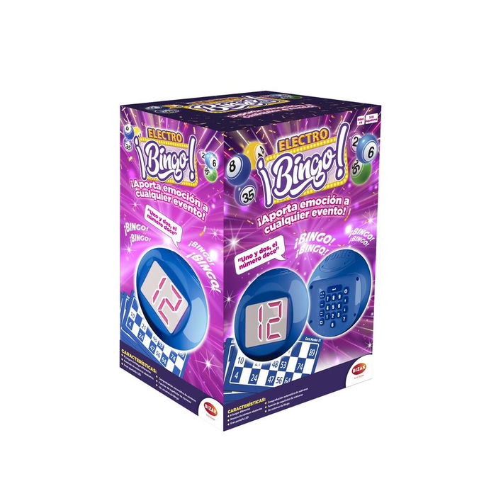 Bizak Juego de Mesa Electrónico ElectroBingo con Bola Electrónica, Pantalla y Sonido - Hasta 50 Jugadores, 8 Modos de Juego, Recomendado +6 Años
