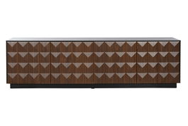 DKD Home Decor Mueble TV Moderno Negro Marron 161.2 x 40 x 45.5 cm MDF 4 Puertas 4 Estanterias