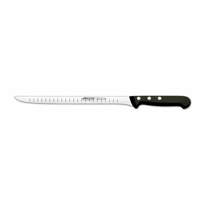 Arcos Cuchillo Jamonero Flexible con Alveolos Serie Universal 240 mm de color negro.