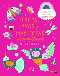 PANINI FONDO, FLORES, AVES Y MARIPOSAS MARAVILLOSAS