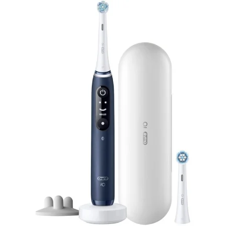 Oral-B Cepillo Dental Eléctrico Recargable iO Serie 7S con 5 Modos, 2 Cabezales, Cargador, Funda de Viaje, Portarrecambios, Azul