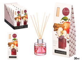 Acorde Mikado Manzana Canela 30 ml Ambientador Perfumado Difusor Varillas Set 7.5x20x5 cm (Set de 24)