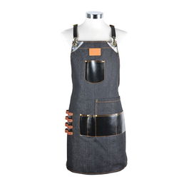 Zzmen Delantal Barbero Jean 66x79cm Ajustable en Ancho y Alto Tejido Vaquero Profesional