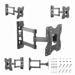 Gembird WM-42ST-02 Soporte de Pared para TV Full-Motion 23-42" (58-106 cm), Giratorio 180°, Inclinable, Negro, Compatible VESA 200x200, Máx. 30 kg
