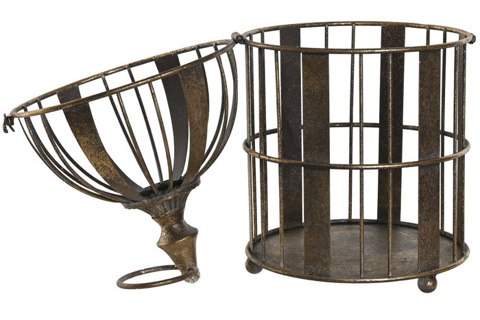 DKD Home Decor Set de 2 Jaulas de Metal Dorado Envejecido DKD Home Decor Set de 2 Jaulas de Metal Dorado Envejecido