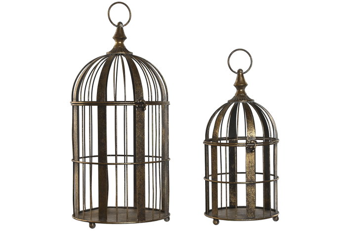 DKD Home Decor Set de 2 Jaulas de Metal Dorado Envejecido DKD Home Decor Set de 2 Jaulas de Metal Dorado Envejecido