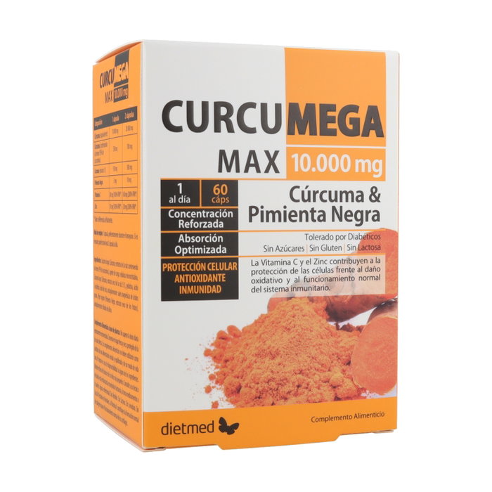 Dietmed Curcumega Max 10000 mg 60 cápsulas Suplemento antiinflamatorio y antioxidante Dietmed Curcumega Max 10000 mg 60 cápsulas Suplemento antiinflamatorio y antioxidante
