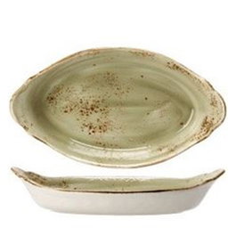 Steelite Fuente Oval Verde con Orejas, Gres, 24x13 cm - Craft (Set de 6)
