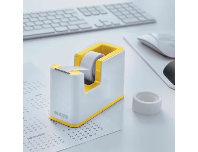 LEITZ Portarrollos WOW Dual Amarillo y Blanco para cintas de 33 m