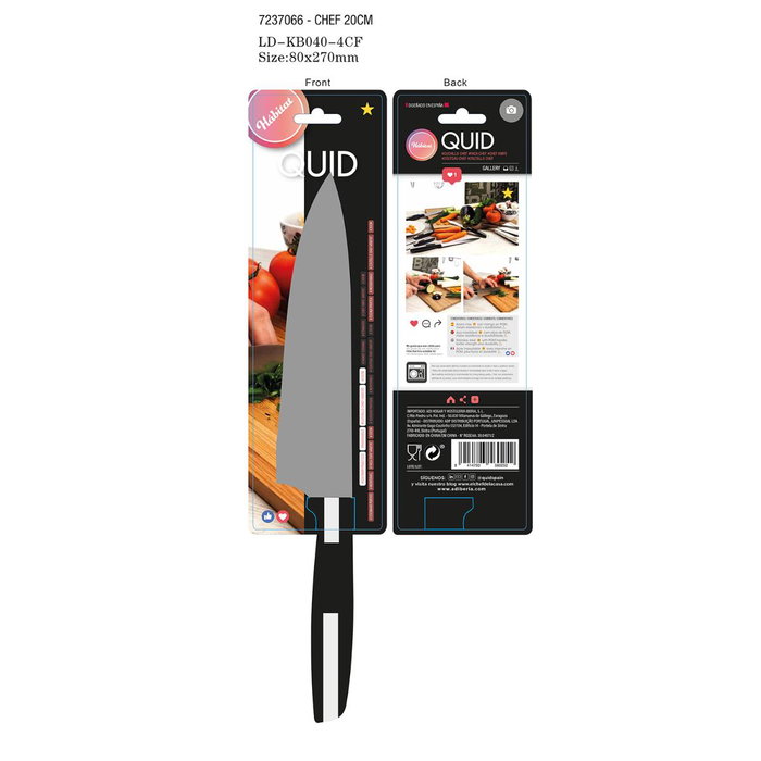 Cuchillo Chef Acero Inoxidable Habitat Quid 20 cm