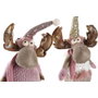 DKD Home Decor Figura Navidad Reno Fantasia Rosa Blanco Poliester 17 x 50 x 15 cm (2 Unidades)