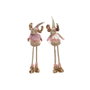 DKD Home Decor Figura Navidad Reno Fantasia Rosa Blanco Poliester 17 x 50 x 15 cm (2 Unidades)
