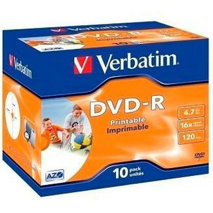 Verbatim DVD-R 4,7GB 16x Imprimible Pack de 10 Unidades Verbatim DVD-R 4,7GB 16x Imprimible Pack de 10 Unidades