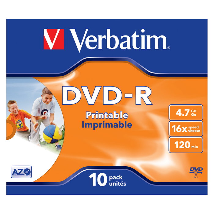 Verbatim DVD-R 4,7GB 16x Imprimible Pack de 10 Unidades Verbatim DVD-R 4,7GB 16x Imprimible Pack de 10 Unidades