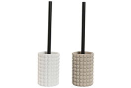 DKD Home Decor Escobillero Beige Blanco Resina Metal 10 x 36 x 10 cm (4 Unidades)