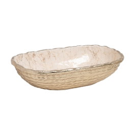 Ixia Bandeja Decoración Blanco-Champán Metal 39 x 23,25 x 9,50 cm