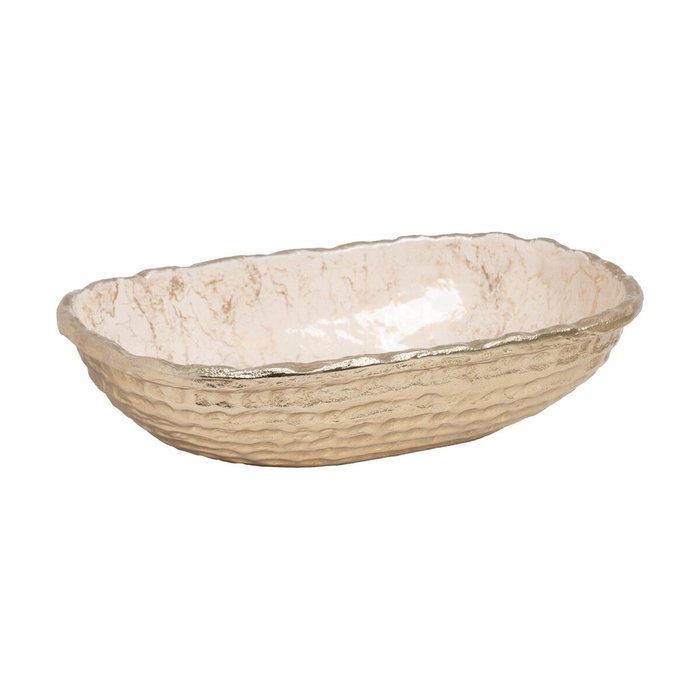 Ixia Bandeja Decoración Blanco-Champán Metal 39 x 23,25 x 9,50 cm Ixia Bandeja Decoración Blanco-Champán Metal 39 x 23,25 x 9,50 cm