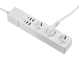 Edimax SP-1123WT - Regleta Inteligente Wi-Fi con 3 Enchufes AC y 4 Puertos USB, Control por App y Voz, Cable 1.5m, Interior, Blanco