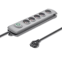 Qoltec Regleta protectora contra sobretensiones, 5 tomas, 3m, Gris