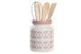 DKD Home Decor Bote Utensilios Pixel Love Dolomita Rosa Blanco 12 x 12 x 22 cm Set 5 Piezas